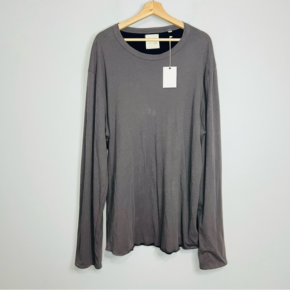 NWT Billy Reid Gray Double Layer Rudyard Long Sleeve Tee 2X